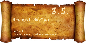 Brunyai Sába névjegykártya